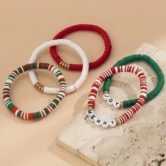 Cb19  5 piece Christmas stacking bracelet set - Picture 6 of 7